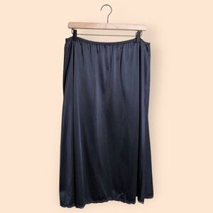 Vintage 60s Shadow Line Black Lace Trim Slip Skirt MIDI 30” Women’s Plus Size 2X